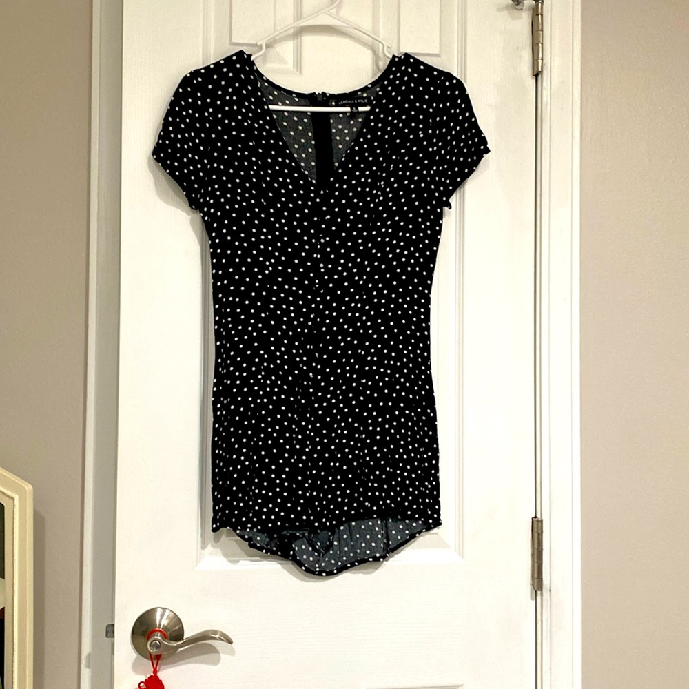 Polka dot black & white romper
